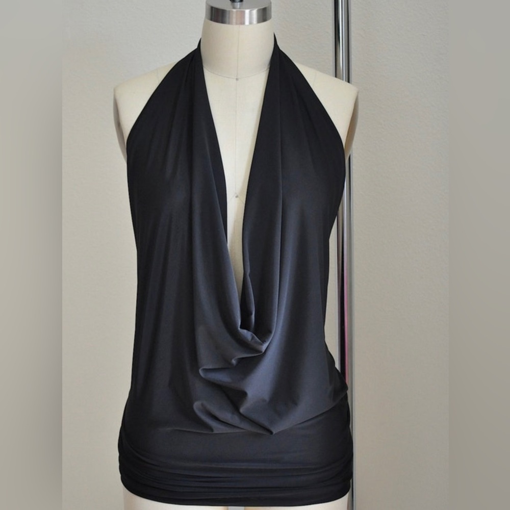 Ivory White Backless Drape Cowl Halter Sexy Top - Made-In-USA - Picture 8 of 16